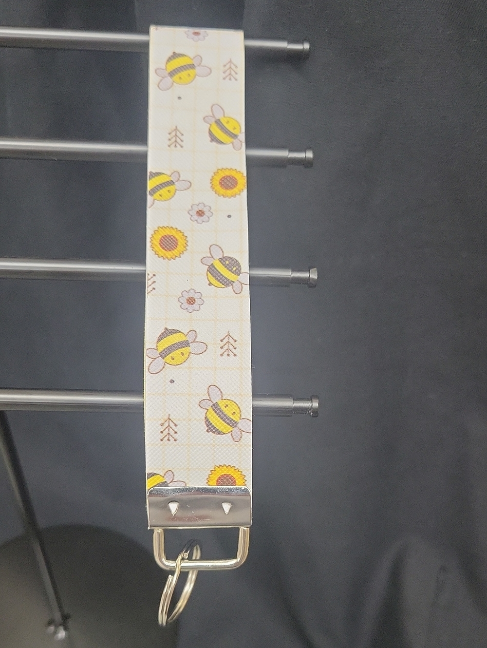 Bee Print Wristlet Keychain - Yellow Floral